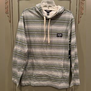 NWT Billabong Men's Gray and Green Striped Hoodie